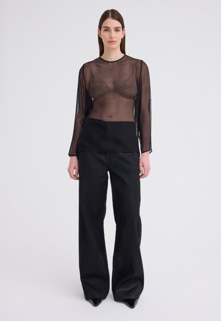 Jac + Jack Eidel Silk Mesh Top - Black